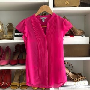 H&M Hot Pink Button Down Blouse Size 2